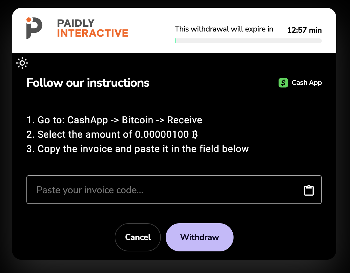 Withdrawal Invoice